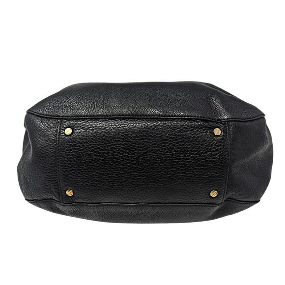 Tory Burch Amanda  Tote Hobo Black Pebbled Leather Handbag Purse - Picture 4 of 5